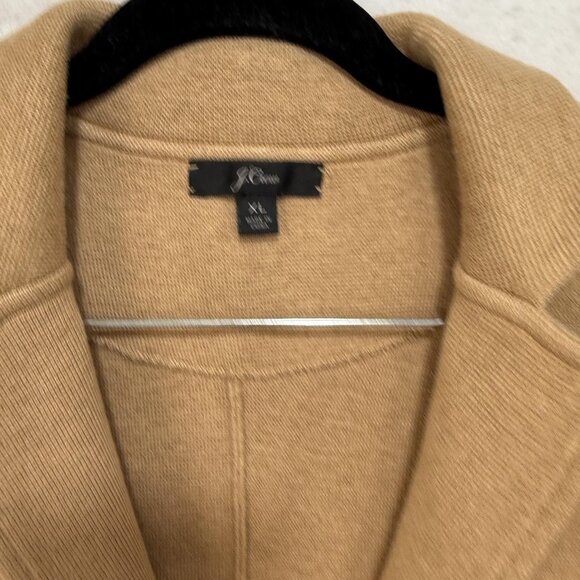 J Crew Blazer Womens 2 Large Tan Sweater Knit 2 Button Patch Pockets 570018 - Picture 5 of 11